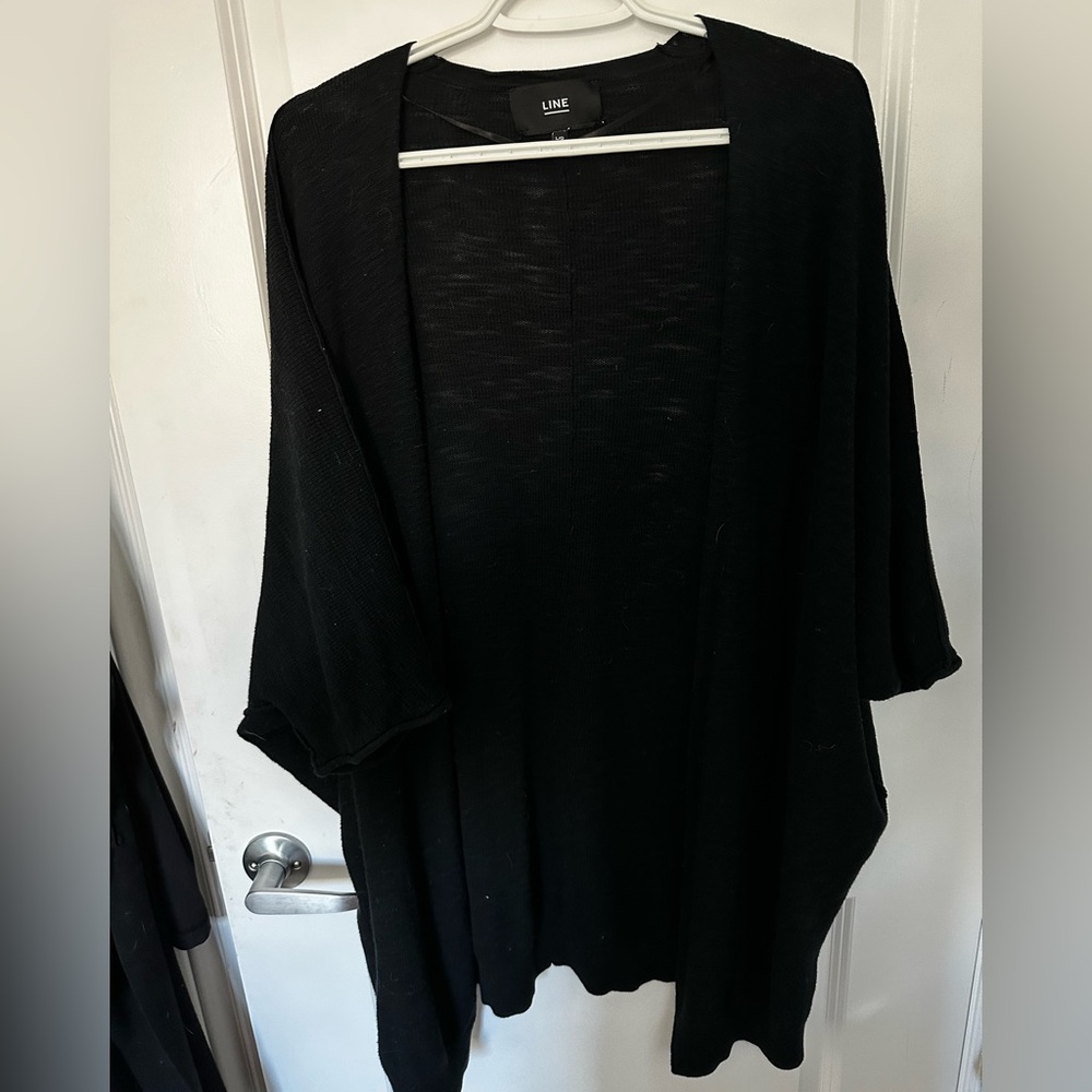 Line the Label , Black Cardigan , Large , Open Front